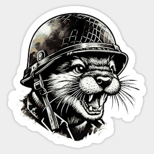 Cool Otter Soldier Sticker